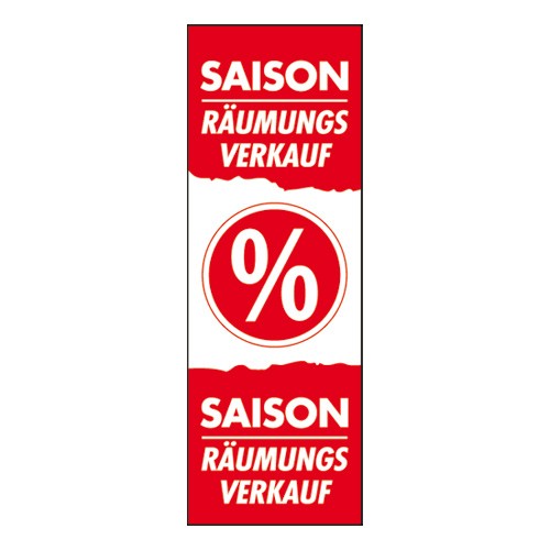 Plakat  " SAISON RÄUMUNGSVERKAUF % "