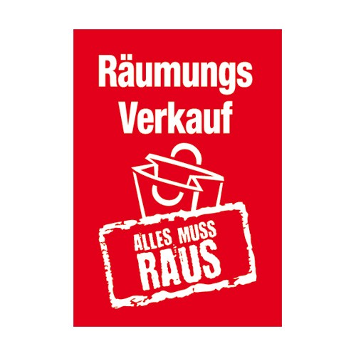 Rahmenschild  " Räumungsverkauf ALLES MUSS RAUS "